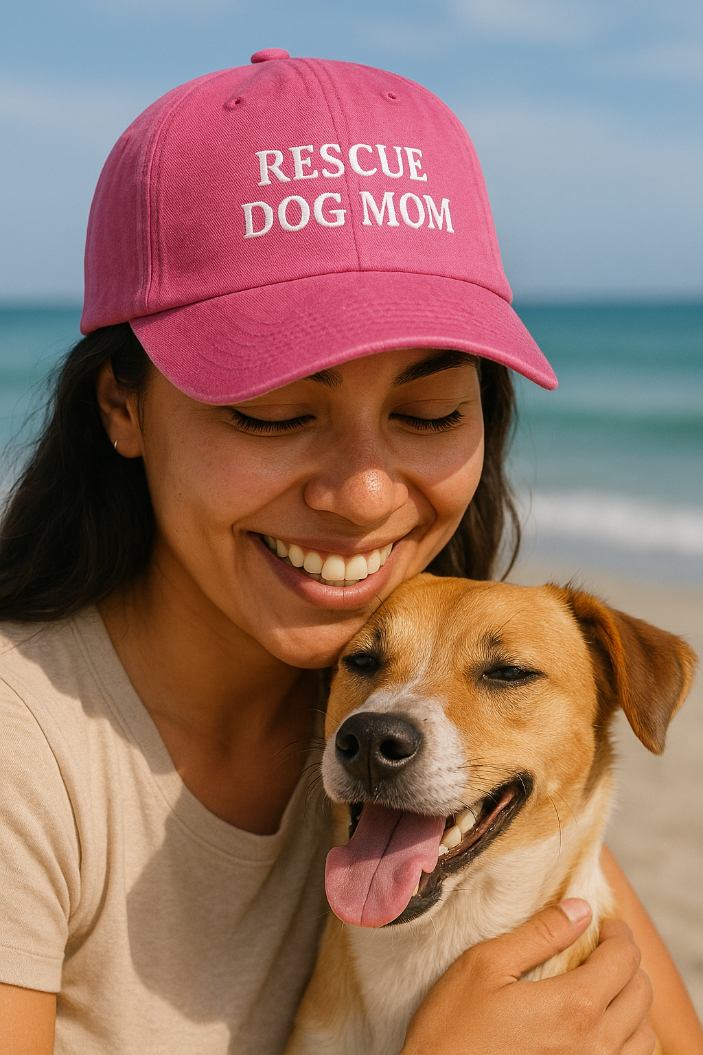 RESCUE DOG MOM VINTAGE HAT (PINK)