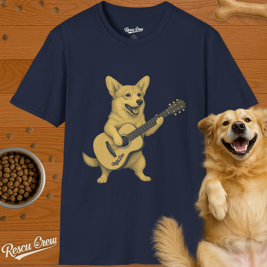 CORGI PLAYING GUITAR T-SHIRT