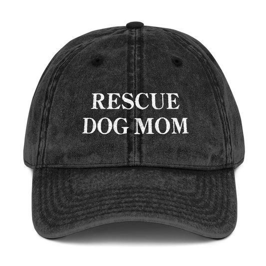 RESCUE DOG MOM VINTAGE HAT (BLACK)