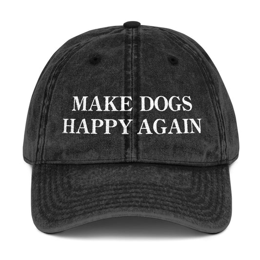 MAKE DOGS HAPPY AGAIN VINTAGE HAT (BLACK)