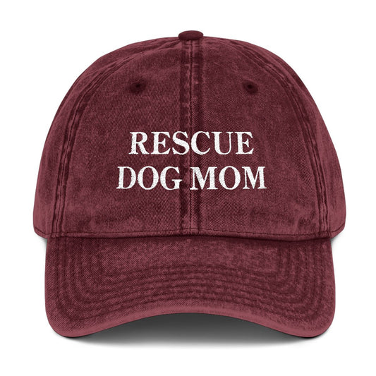 RESCUE DOG MOM VINTAGE HAT (MAROON)