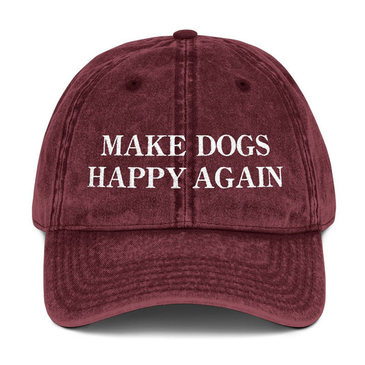 MAKE DOGS HAPPY AGAIN VINTAGE HAT (MAROON)