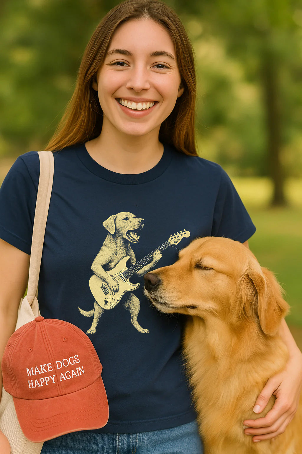Customer with dog wearing RescuCrew gear
