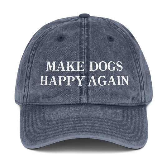 MAKE DOGS HAPPY AGAIN VINTAGE HAT (NAVY)